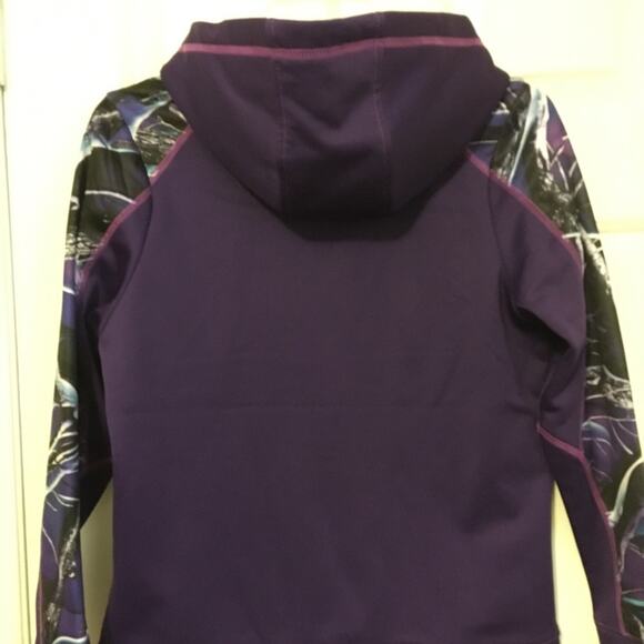 Huntworth, Large Girls Pull On Purple Camo Hoodie Sweatshirt Kangaroo Pockets - Picture 2 of 3